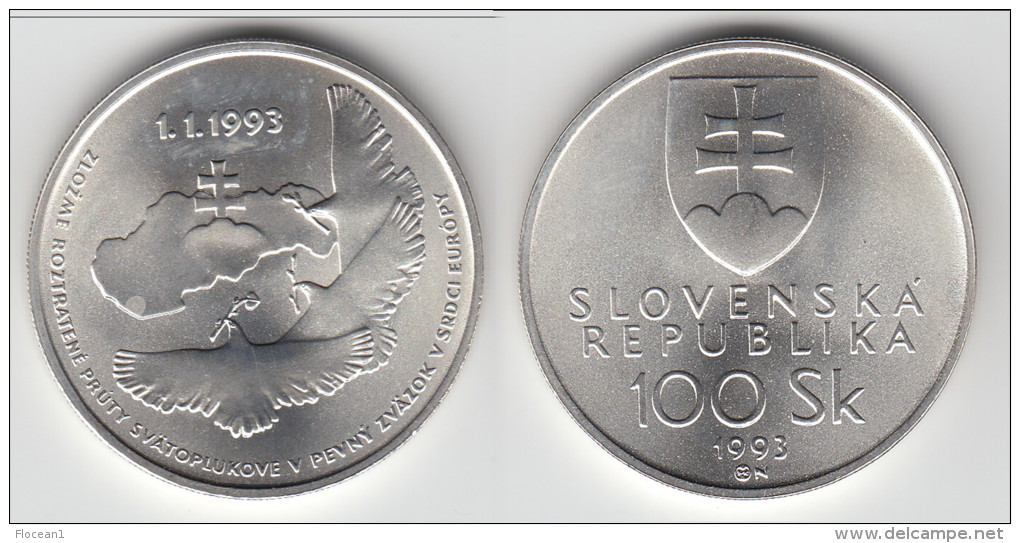 TOP QUALITY ** SLOVAQUIE - SLOVAKIA - 100 KORUN 1993 NATIONAL INDEPENDENCE - ARGENT - SILVER - UNC ** ACHAT IMMEDIAT !!! - Slovakia