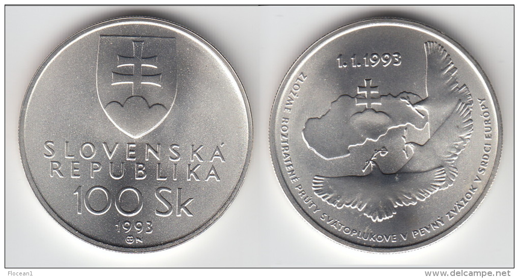 TOP QUALITY **** SLOVAQUIE - SLOVAKIA - 100 KORUN 1993 NATIONAL INDEPENDENCE - ARGENT - SILVER - UNC **** ACHAT IMMEDIAT - Slovaquie