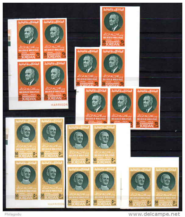 1967 Paix Peace, Thant, De Gaule, Johnson, Paul VI, Hussein, 10 X  563 N D (MI 639 / 642B), Cote 300 - Jordanien