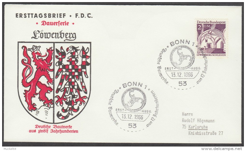 WEST GERMANY 1966 FDC - COAT OF ARMS  WAPPEN LOEWENBERG - Briefe U. Dokumente