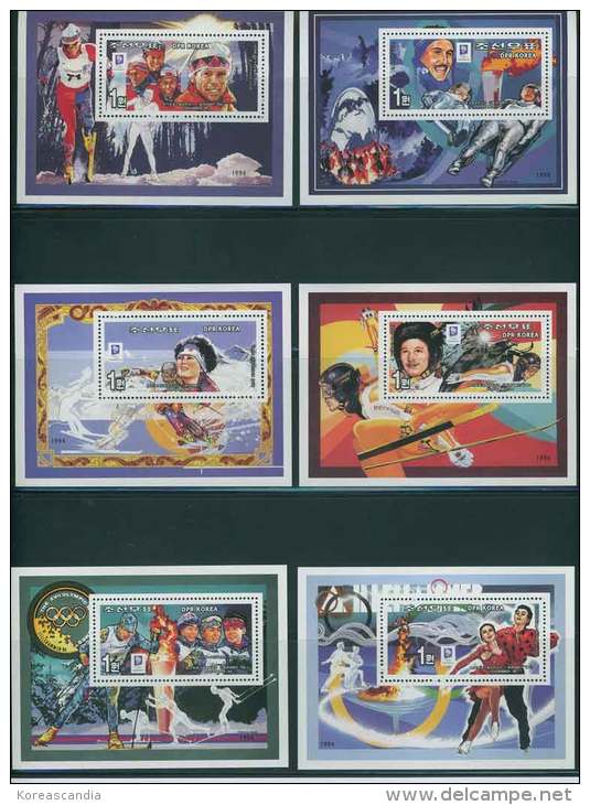 NORTH KOREA 1994 WINTER OLYMPIC GAMES DE LUXE SHEETS X 6 - Hiver 1994: Lillehammer
