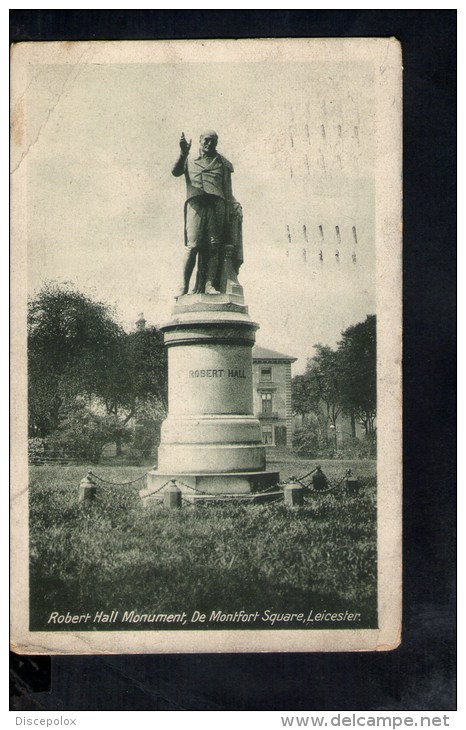 F919 Robert Hall Monument, De Montfort Square - Leicester - Used 1928 - Leicester