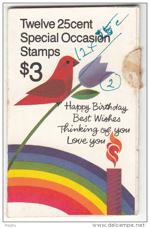 United States Booklet, $3 Special Occasion, Bird, Flower, Rainbow, Candle, As  Scan - 1981-...