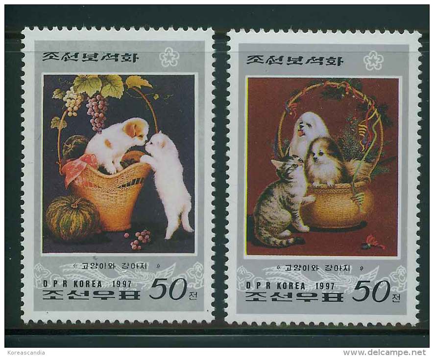 NORTH KOREA 1997 CATS &amp; DOGS SET - Verres & Vitraux