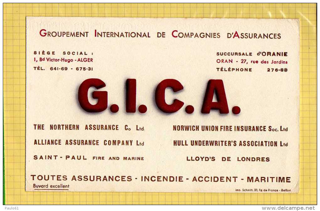 BUVARD : Assurance G.I.C.A. - Banque & Assurance