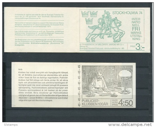 Sweden 1974(2) Booklets Sc 1092A, 1044a MNH Mr. Simmons By Axel Fridell, UPU - 1951-80