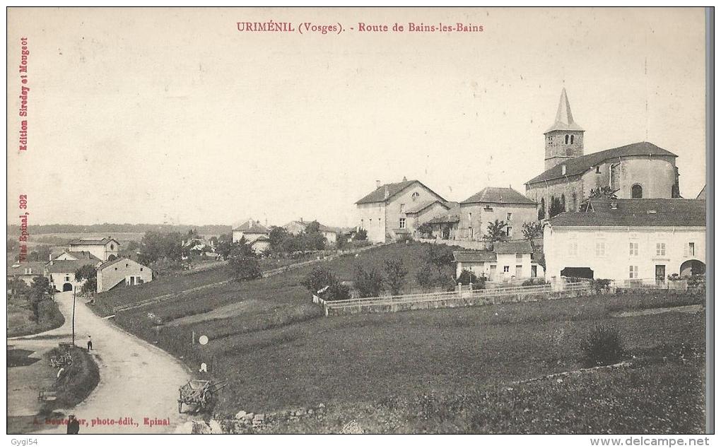 Uriménil  Route  De Bains Les Bains CPA 1911 TB - Urimenil