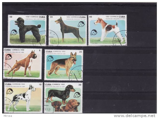 Cuba 1992 -  Chiens,Yv.no.3190-6 Obliteres(d) - Usados