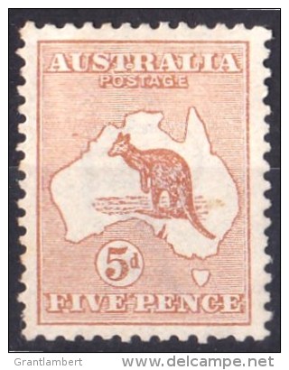 Australia 1913 Kangaroo 5d Chestnut 1st Watermark MH - - Mint Stamps