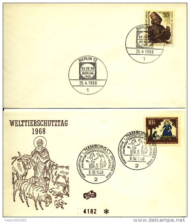 2 Enveloppen / Kuverts Deutsche Bundespost Berlin - 1968 - Brieven En Documenten