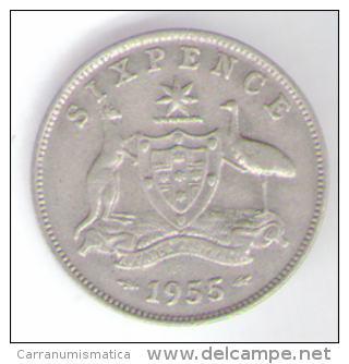 GRAN BRETAGNA SIX PENCE 1955 AG - Sixpence