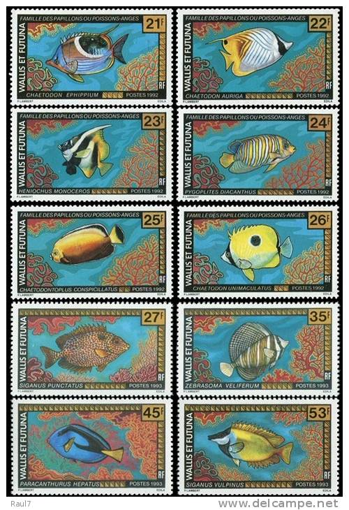 Wallis Et Futuna 1992/93 - Poissons Anges - 10v Neufs // Mnh - Ongebruikt