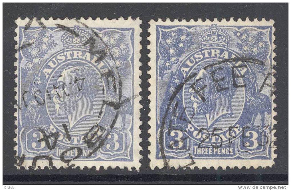 AUSTRALIA, 1926-30 3d (both Die I And Die II) VFU, Cat &pound;8 - Oblitérés