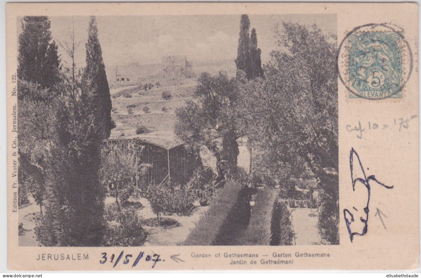 LEVANT - 1907 - CARTE POSTALE De JERUSALEM (BUREAU FRANCAIS) - PALESTINE - Covers & Documents