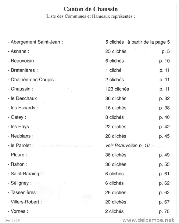 Argus Et Répertoire Des Cartes Postales Du Jura - Cantons De CHAUSSIN Et CHEMIN - Autres & Non Classés