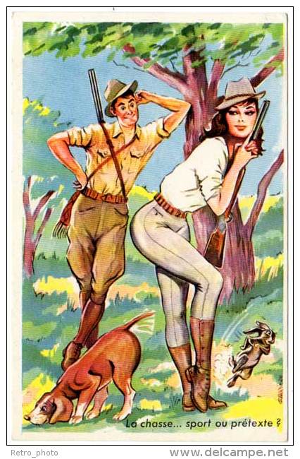 Cpsm Signée Carrière (Ereirrac), La Chasse ... Sport Ou Prétexte ? (chasse, Chasseur, Lapin) - Carrière, Louis