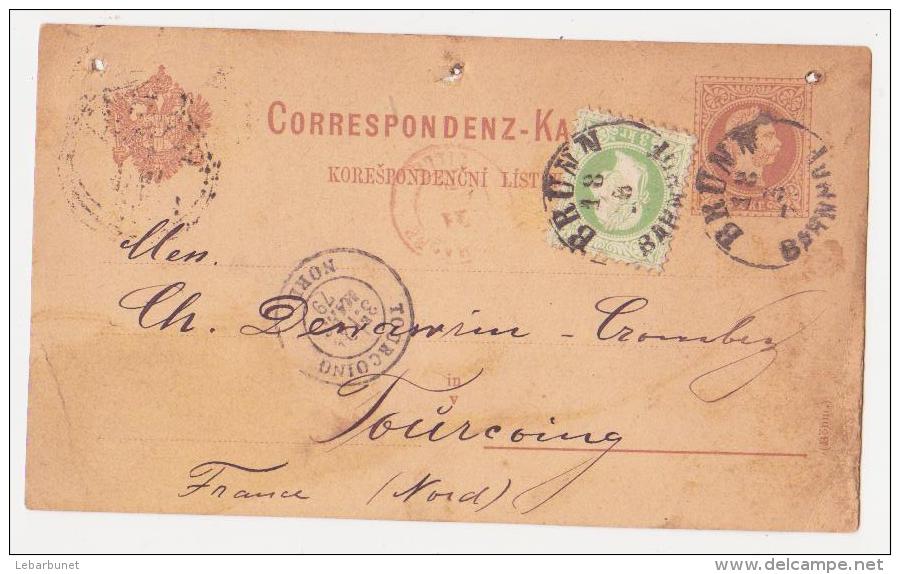 Entier Postal Ancien 1879 (2Kr+ Timbre à 3Kr) "Brunn" Tchécoslovaquie - Cartes Postales