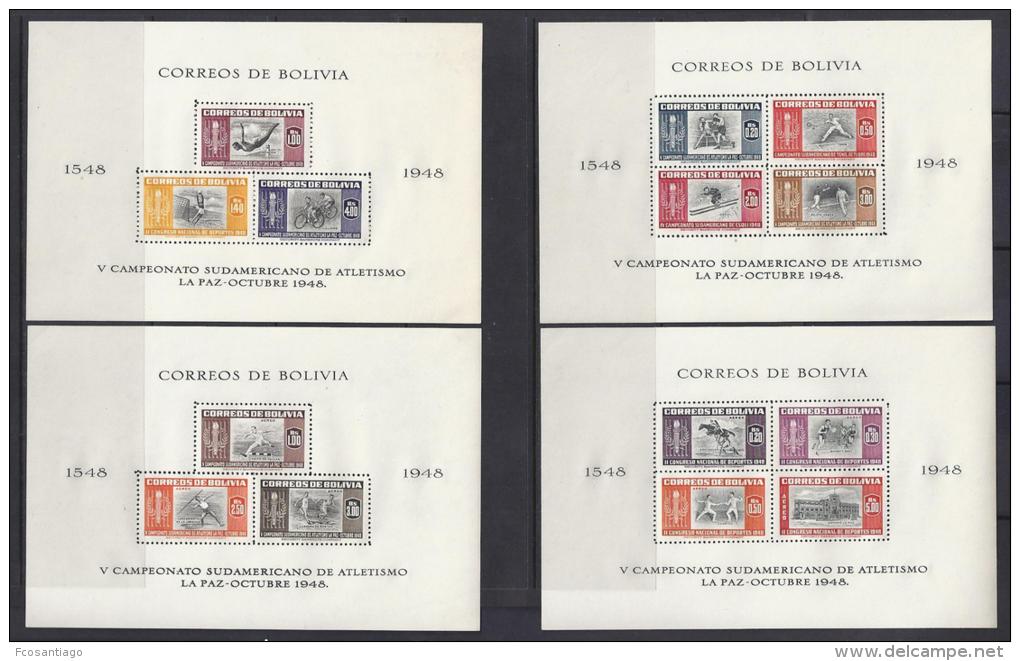 BOLIVIA 1951 - #H11/14 Dentadas Y Sin Dentar - MNH ** !Raras En Esta Condición! - Bolivia