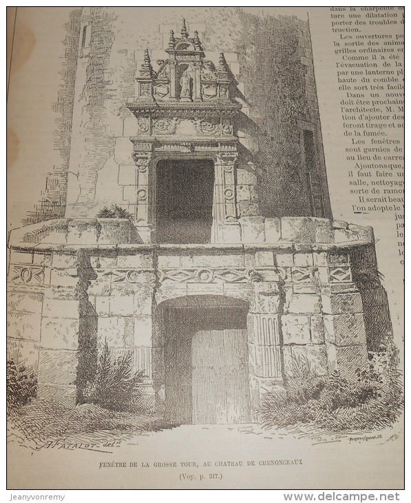 La Semaine Des Constructeurs. N°27. 29 Décembre 1888 .Fenêtre De La Grosse Tour Au Château De Chenonceaux. - Revues Anciennes - Avant 1900