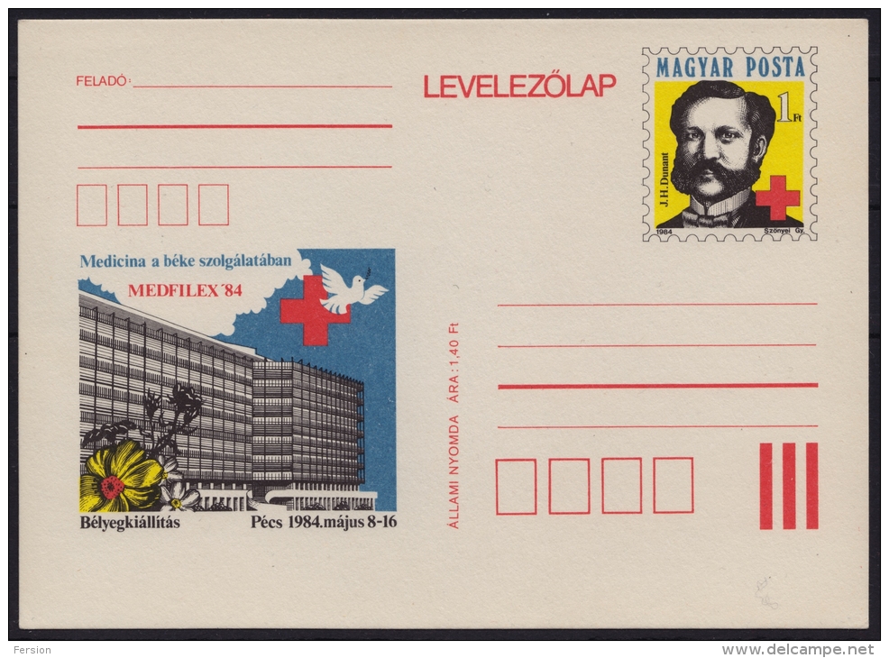 Henry Dunant - Red Cross - STATIONERY POSTCARD - 1984 Hungary - MNH - Henry Dunant