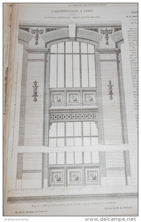 La Semaine Des Constructeurs. N°38.  16 Mars1889 . Bâtiment Annexe Du Chemin De Fer De L'Est. - Revues Anciennes - Avant 1900