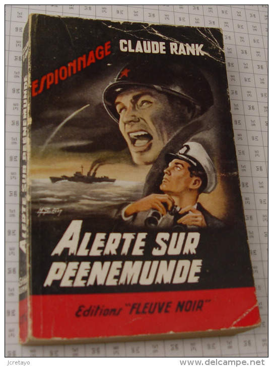 Claude Rank, Alerte Sur Peenemunde, Fleuve Noir, Couverture Noire Bande Rouge "Espionnage" 1961 - Fleuve Noir