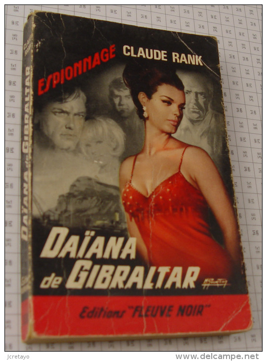 Claude Rank, Diana De Gibraltar, Fleuve Noir, Couverture Noire Bande Rouge "Espionnage" 1966 - Fleuve Noir