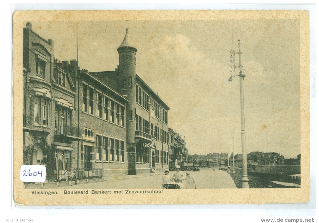 MILITAIR * VLISSINGEN * BOULEVARD BANKERT MET ZEEVAARTSCHOOL  * AK * ZEELAND (2604) GELOPEN IN 1939 HOEK VAN HOLLAND - Vlissingen