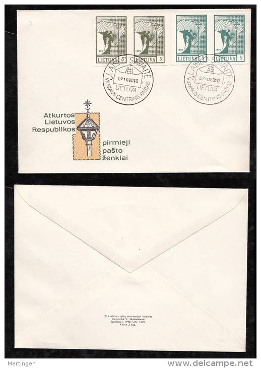 Lithuania Litauen 1990 FDC Cover Mi# 457a+b Pair Both Colors - Lituania