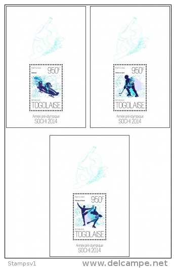 Togo. 2013 Sochi 2014. (612c) 3 Bl Deluxe - Winter 2014: Sotschi