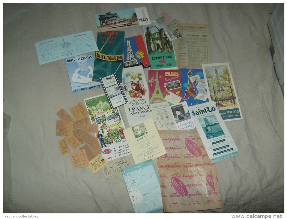 1950s Paris Ephemera, Guides, Tickets, Maps ++ - Europe