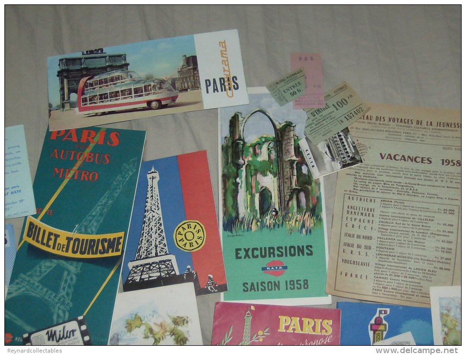 1950s Paris Ephemera, Guides, Tickets, Maps ++ - Europe