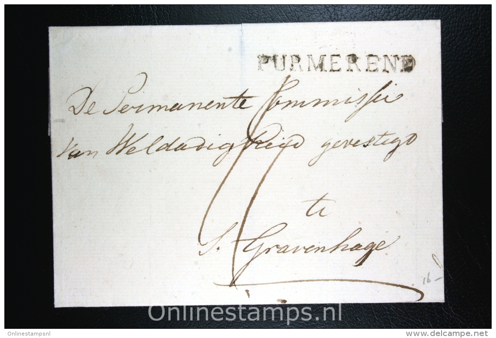 Nederland: Cover (gekapt ?) Departements Stempel Purmerend Naar Den Haag - ...-1852 Voorlopers