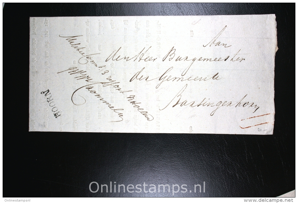 Nederland: Militaire Circulaire 1828, Naamstempel Hoorn Naar De Burgemeester Van  Barsingerhorn - ...-1852 Vorläufer