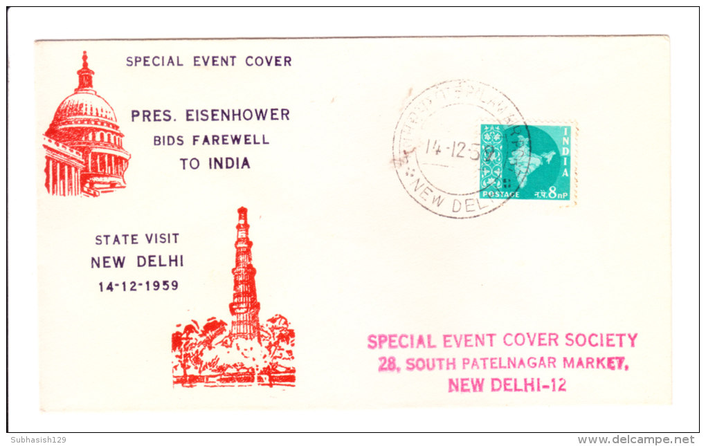 India Special Cover On India Visit Of Eisenhower-president Of United States-3v Cover - Covers