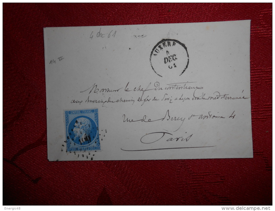 BB-40_lettre De Auxerre, Voir Verso! - 1853-1860 Napoléon III