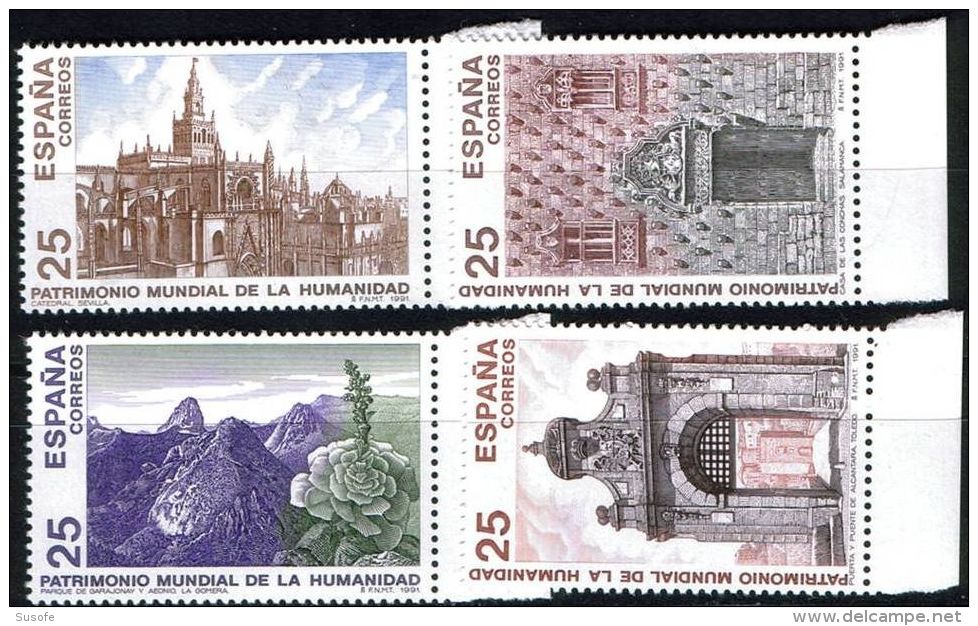 España 1991 Edifil 3146/49 Sellos ** Bienes Culturales Y Naturales Patrimonio De La Humanidad Parque Nacional De Garajon - Nuevos