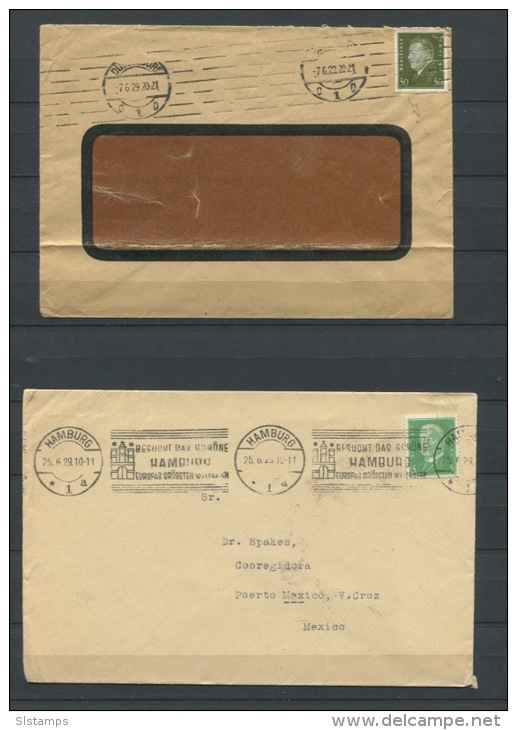 Germany 1928 (2) Covers Hamburg0 Mexico, Duseldorf - Covers & Documents