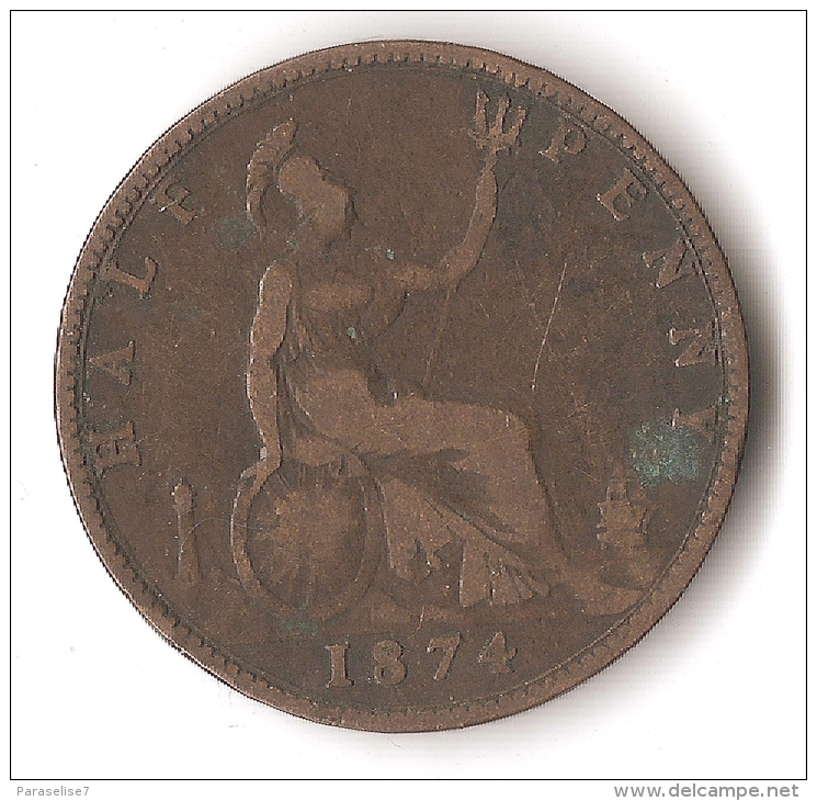 GRANDE-BRETAGNE  HALF PENNY  1874 - C. 1/2 Penny