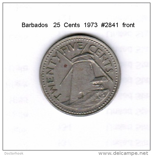 BARBADOS    25  CENTS  1973  (KM # 13) - Barbados (Barbuda)