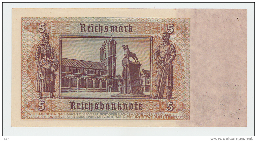 Germany 5 Reichsmark 1942 XF++ AUNC WWII P 186 - 5 Reichsmark