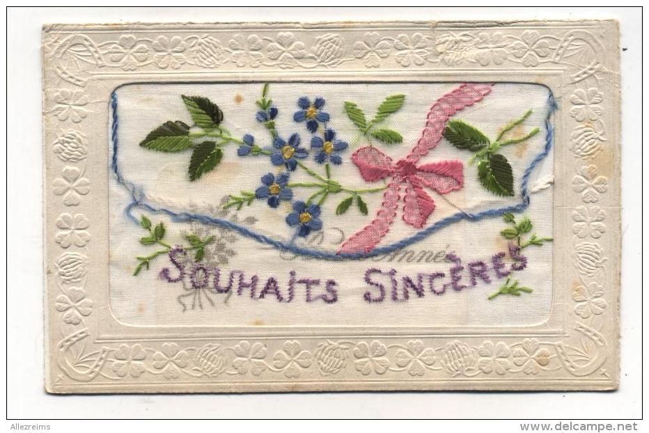 CPA  Fantaisie : CARTE Brodée  SOUHAITS SINCERES    1919   VOIR  DESCRIPTIF   §§§§§ - Brodées