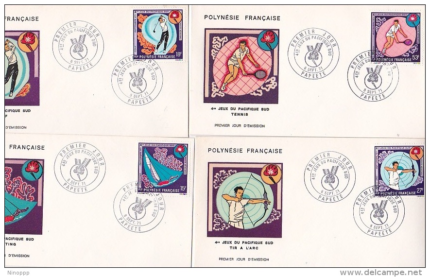 French Polynesia 1971 4th South Pacific Games Set 4 FDCs - FDC