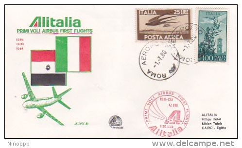 Italy 1980 Alitalia First Flight Cover Rome-Cairo By Airbus Souvenir Cover - Unclassified