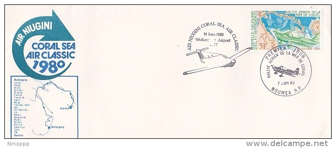 New Caledonia 1980 Air Niugini Coral Sea Air Classic Souvenir Cover - Brieven En Documenten