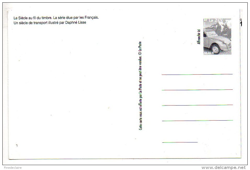 Carte Publicitaire - Le Siècle Au Fil Du Timbre - Un Siècle De Transport Illustré Par Daphné Lisse - La 2 CV - Postal Services