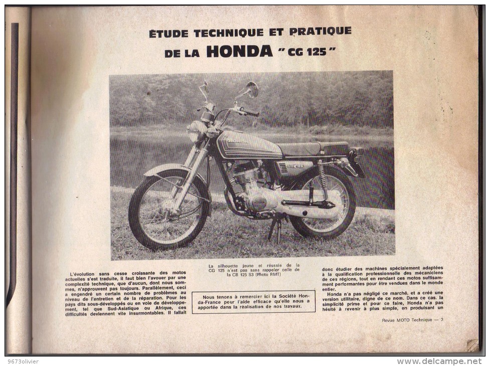 Revue Technique MOTO  Honda Cg 125 - Moto