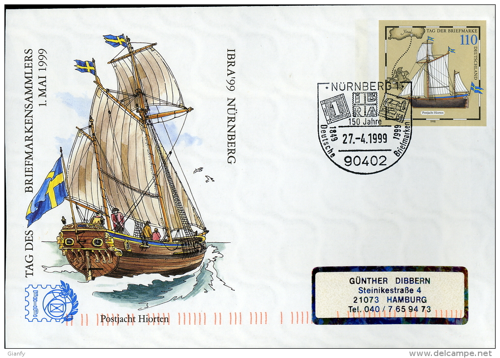 GERMANIA DEUTSCHLAND GERMANY IBRA '99 NURNBERG STATIONERY COVER GANZSACHE SHIP - Covers - Used