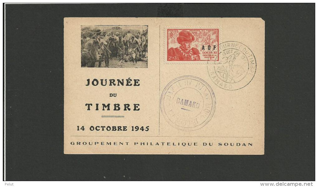 Carte Journée Du Timbre Soudan 1945 Bamako - Brieven En Documenten