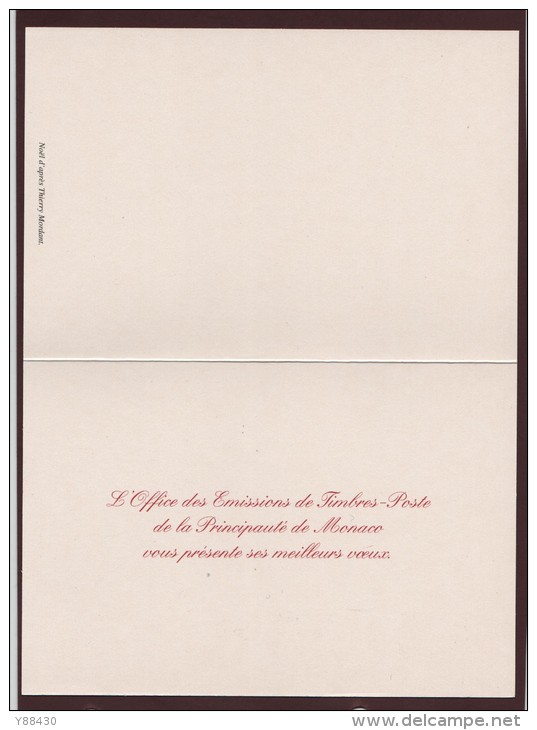 MONACO - Double Carte De Noël Et Jour De L´An . D'après Thierry MORDANT - 3 Scannes. - Noël